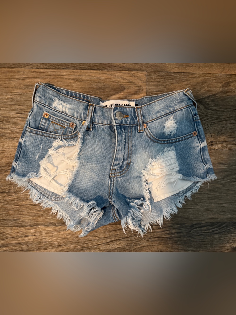 The Laundry Room Distressed Light Blue Denim Cutoff Shorts